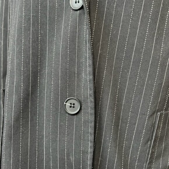 Liz Claiborne Villager Womens Black White Pin Striped Button Down Blazer Size 12 - Picture 2 of 7